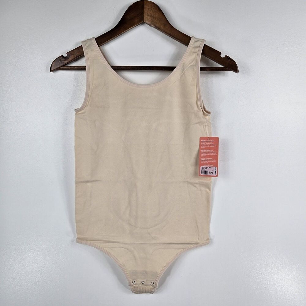 Yummie Women's Size L/XL Nude Nylon Thong‎ Back Body Suit NWT